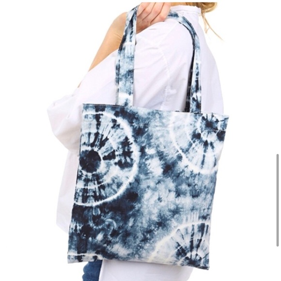 Lightweight navy tie dye tote bag - Picture 5 of 5